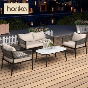 تعزيز في المخزون معدني حديث للحديقة الخارجية في جميع الأحوال الجوية PE الروطان طقم أريكة فناء خارجي مقاوم للماء - Product Image 2