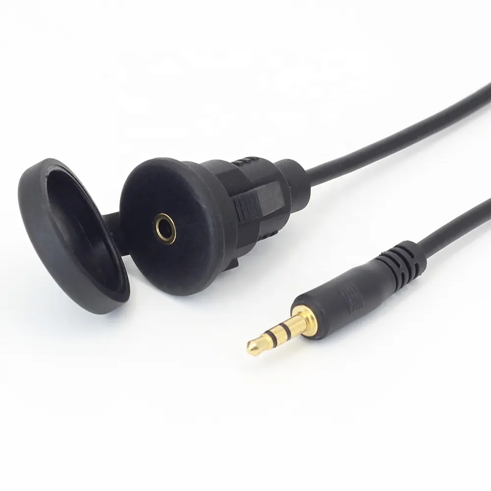 Car Stereo Accessories 3.5mm male to female extension audio Cable with waterproof Cap Car Truck Marine dash mount AUX port