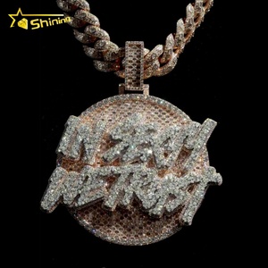 패스 다이아몬드 테스터 맞춤형 Vvs Moissanite 편지 펜던트 남자 매력 홉 925 실버 아이스 아웃 펜던트 쥬얼리 - Product Image 1