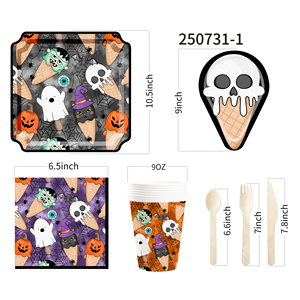 DAMAI Factory Wholesale Use Halloween Skull Ice Cream Paper Plate Set - Product Image 5