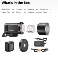 Flash professionnel Godox AD600PROII pour extérieur, 600W TTL HSS, batterie Li-ion intégrée, système sans fil 2.4G X, lumière stroboscopique portable
