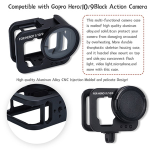 Black52mm UV Lọc video Lồng cho <span class=keywords><strong>GoPro</strong></span> anh hùng 11/10/9 Side mở dây connectable đá rắn Hợp kim nhôm trường hợp tản nhiệt - Product Image 2