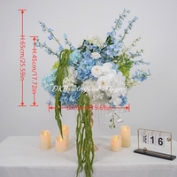 Arreglo Floral Artificial Azul y Blanco para Centro de Mesa, Amaranto Verde Colgante para Decoración de Mesa de Comedor para Bodas y Eventos