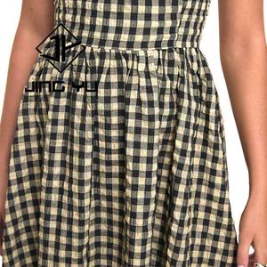 Vestido de Moda para Mujer 2025, Vestido Informal a Cuadros Vintage de Alta Calidad, Vestido Largo hasta el Tobillo de Lino Personalizado - Product Image 6