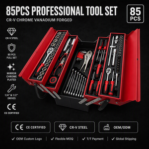 Ensemble d'outils à main OEM 85 pièces, kit d'outils de réparation automobile, boîte à outils mécanique, clé à douille en acier, clé à cliquet, tournevis - Product Image 1