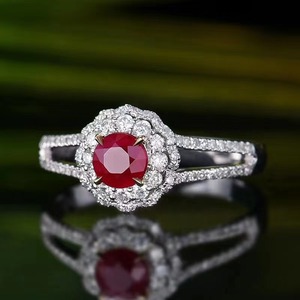 SGARIT antik takı yakut yüzük 18K beyaz altın 0.58CT doğal ısıtılmamış yakut yüzük GRC sertifikalı güvercin kan kırmızı yakut yüzük - Product Image 2