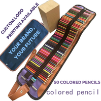 Ensemble de 50 crayons de couleur avec étui en toile personnalisé pour artistes et fournitures artistiques pour étudiants