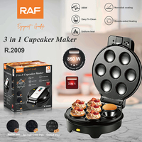 RAF R.2009 Appareil à gâteaux et snacks 3-en-1 850W, machine à cupcakes, plaques antiadhésives à chauffage double face, chaleur uniforme, usage en cuisine