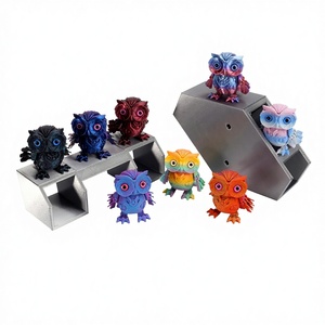 Figurine populaire d'hibou robotique imprimée en 3D en PLA, style cyberpunk, articulations intégrées mobiles, flexible et transformable - Product Image 2