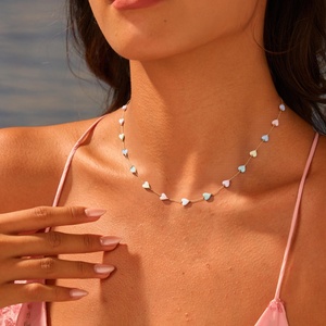 Kiti lãng mạn vỏ trái tim đính cườm Vòng cổ và vòng đeo tay thiết lập thép không gỉ PVD 18K vàng không thấm nước Ngày Valentine trang sức - Product Image 3