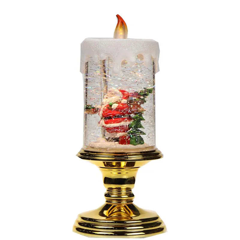 Christmas Snow Springing Indoor Table Decorative Ornament Swirling Lantern Gitter Candle