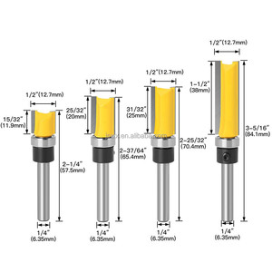 Weix <span class=keywords><strong>Fraise</strong></span> à défoncer droite à roulement supérieur, tige de 1/4 pouce, lot de 4 pièces pour le travail du bois - Product Image 5