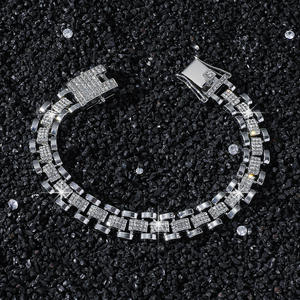 Collar <span class=keywords><strong>de</strong></span> cadena con correa <span class=keywords><strong>de</strong></span> reloj estilo hip-hop europeo y americano para hombre, con diamantes. - Product Image 4