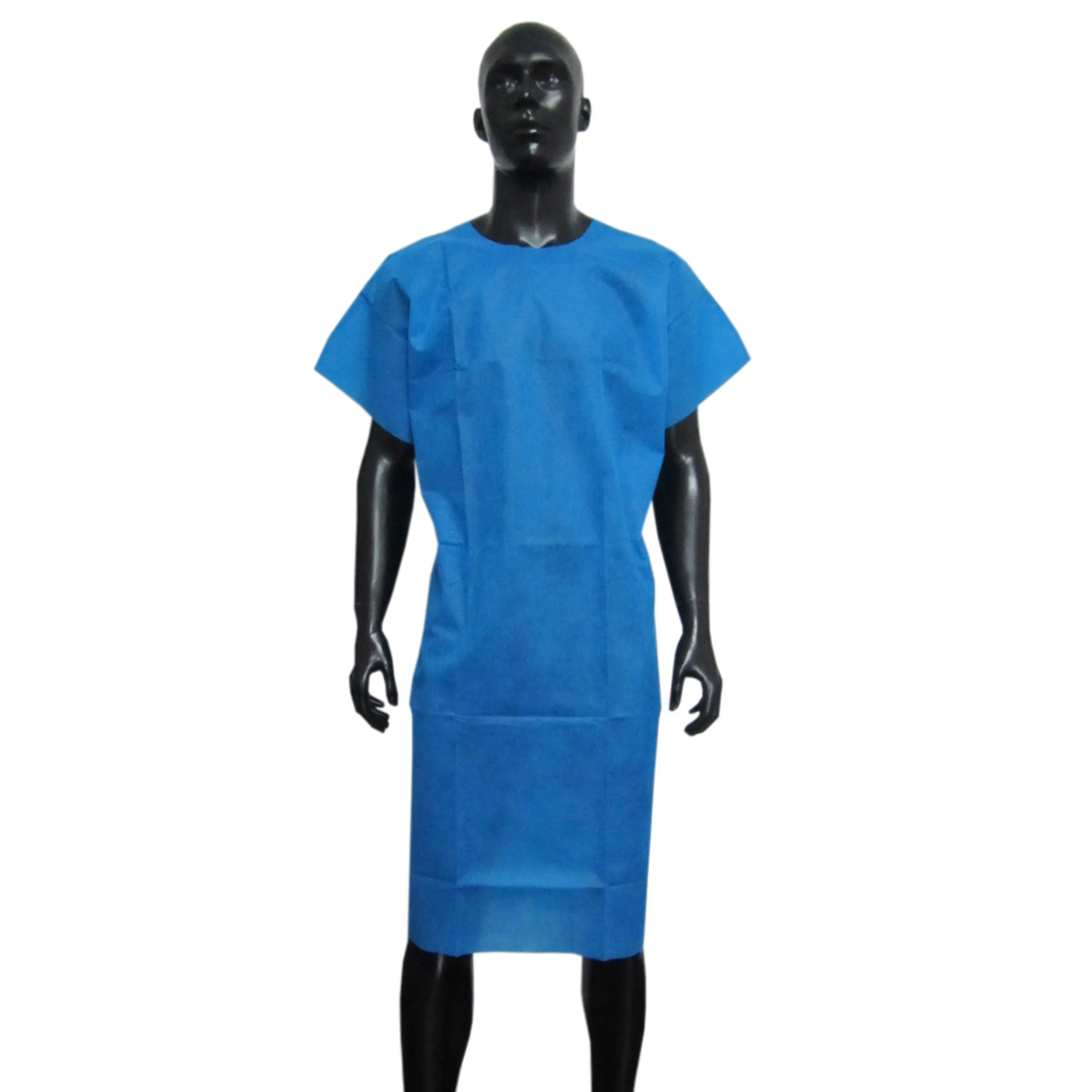 SMS不織布使い捨て病院ブルー患者用ガウン半袖患者用ガウン