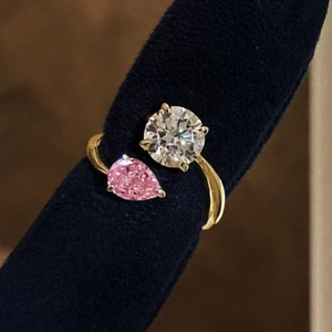 Anello aperto a forma di pera dolce per donna, elegante gioiello da dito alla moda - Product Image 2