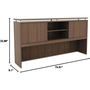 Alera ALE Sedina Series Modern Walnut Hutch con Puertas Corredizas 72w X 15d X 42 1/2h Hecho de Madera - Product Image 2