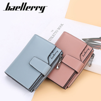 BAELLERY dompet tas genggam wanita, dompet wanita polos ritsleting pendek bercetak grosir pabrik