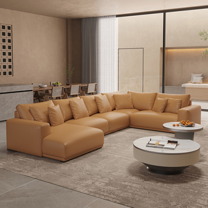 High-quality Living <strong>Room</strong> Furniture <strong>Beige</strong> Combination Couch Modern Luxury U Shape Sectional Fabric Sofa Set