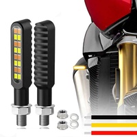 Tout nouveau 12V dynamique CNC double indicateur LED véritable ambre DRL conduite lampe de frein motos séquentiel eau coulant clignotant