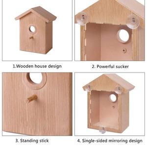 Nichoir extérieur en plastique avec ventouse Mangeoire à oiseaux en bois et nid pour animaux de compagnie pour la décoration de fenêtre de jardin de villa - Product Image 3