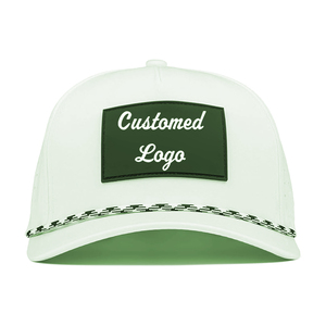 Custom Fashion Style 5 Panel Woven Patch <b>Rope</b> Adjustable Sun Protection Men Golf Hats Baseball Caps - Product Image 1