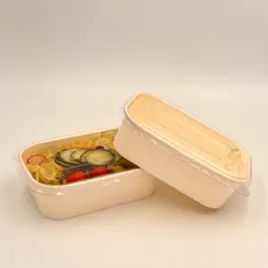 Hoge Kwaliteit Goede Afdichting Wegwerp Kraftpapier Voedselcontainer Voor Afhaalmaaltijden Groothandel Recyclebare Voedselverpakkingen