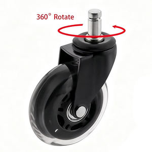 Durable Eco Friendly Steel Stem <b>Replacement</b> <b>Wheels</b> for Office Chair Hot Sale Inch 75mm Black PU Rubber Silent Swivel Casters - Product Image 1