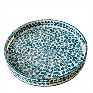 Plateaux ronds élégants et durables en nacre avec couleur personnalisée, conçus pour un style de vie moderne et une présentation de table raffinée - Product Image 1