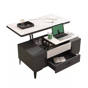 <span class=keywords><strong>Mesa</strong></span> de Centro Estilo Crema con Tapa Elevable y Superficie de Piedra Sinterizada, <span class=keywords><strong>Mesa</strong></span> de <span class=keywords><strong>Comedor</strong></span> <span class=keywords><strong>Convertible</strong></span> con Almacenamiento para Sala de Estar - Product Image 6