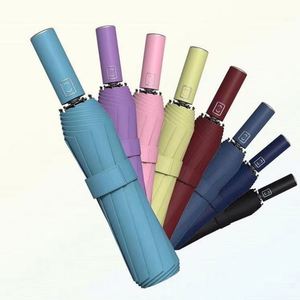 Auto Open Close Travel <b>Umbrella</b> Compact Durable Metal Fiberglass Frame <b>Windproof</b> Waterproof for Backpack Purse Portable Use - Product Image 2