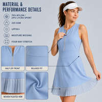 Robe de golf élégante sans manches pour femme, personnalisée, avec demi-fermeture éclair et ourlet plissé, idéale pour le sport et les activités de plein air
