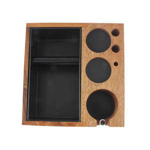 Large Espresso Knock Box and Tamping <b>Station</b>, Solid Wood Espresso Accessories Organizer Box - Product Image 3