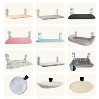 Hamac-lit pour chat à suspendre, pour balcon et bureau d'ordinateur, avec cadre métallique à ventouse, en maille respirante, pour fenêtre intérieure en été et bain de soleil