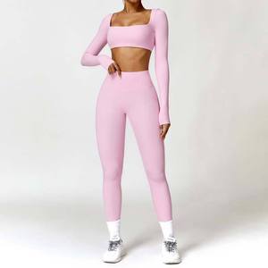 Ensemble de <span class=keywords><strong>sport</strong></span> pour <span class=keywords><strong>femme</strong></span> <span class=keywords><strong>respirant</strong></span> et sans couture, vente chaude 2025, ensemble de <span class=keywords><strong>sport</strong></span> de gym à séchage rapide, survêtement, course à pied, entraînement, chemise de <span class=keywords><strong>sport</strong></span> à manches longues - Product Image 4