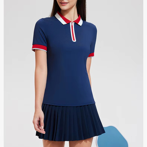 เสื้อโปโลแขนสั้นสำหรับเล่นเทนนิสและกอล์ฟ, ระบายอากาศได้ดีสไตล์ลำลองเสื้อยืดฟิตเนสเข้ารูปสำหรับผู้หญิง - Product Image 1