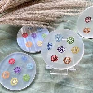 Precio de fábrica 8-9cm Placa de carga de selenita transparente Natural/disco cristal Chakra purificar energía curativa decoración del hogar - Product Image 4