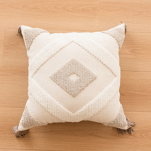 Autres oreillers fonctionnels Oreillers nordiques pour usage domestique Canapés simples avec <span class=keywords><strong>coussins</strong></span> à pampilles Taies d'oreiller en peluche à petite grille Vente en gros - Product Image 4