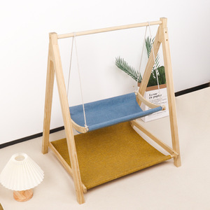 Wooden Cat <b>Hammock</b> Swing Breathable Double Layer Pet Hanging Basket For Indoor Use Medium Size Cat Bed - Product Image 4