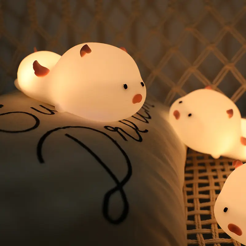 रंगीन सिलिकॉन कार्टून प्यारा सूअर का बच्चा रात को प्रकाश यूएसबी चार्ज पैट प्रकाश बच्चों के बेडरूम रात को प्रकाश का नेतृत्व किया