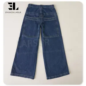 LARSUR Custom denim factory Y2K heavy denim wide leg pants men with big pockets baggy jeans men skate pants flare jeans men