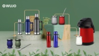 WUJO-taza de acero inoxidable de doble pared, personalizada, de Corea del Sur, con Bombilla, 1800ml