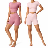 Ensemble de vêtements de sport pour femmes OEM, 2 pièces, en spandex/nylon, extensible dans quatre directions, séchage rapide, respirant, taille élastique, longueur cheville