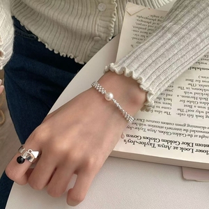 สร้อยข้อมือไข่มุกประดับเม็ดเงินแท้ S925 สไตล์เกาหลีใต้สุดน่ารักสำหรับผู้หญิง - Product Image 6