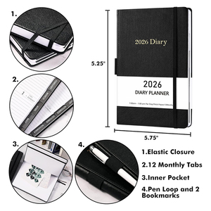 Agenda mi-année 26-27 avec sangle, carnet anglais simplifié personnalisé, logo personnalisé - Product Image 4