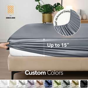 Lenzuolo con Angoli in Cotone 100% di Qualità Alberghiera, Morbido e Senza Pieghe, 300 Fili, Raso Tinta Unita con Tasche Profonde - Product Image 1