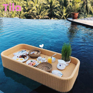 Bandeja Tejida de Ratán Resistente a la Intemperie para Fiestas en la Piscina y Reuniones de Verano - Product Image 3