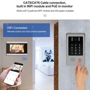 Câmera IP IP65 de vídeo intercomunicador IP Wi-Fi Ethernet à prova d'água com tela sensível ao toque e interruptor POE para sistema de abertura de porta para Villa