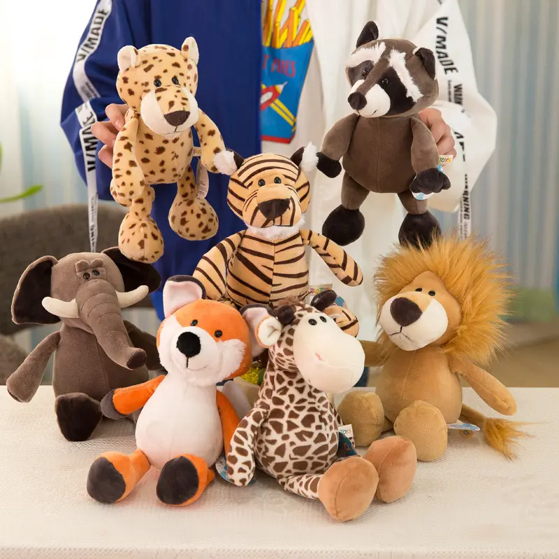 ตุ๊กตาสัตว์ป่ายีราฟของเล่นตุ๊กตาสิงโตช้างเสือเสือดาวยัดไส้สัตว์ป่าของเล่นตุ๊กตา