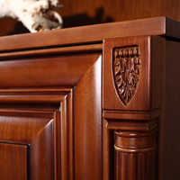 Armoire de cuisine en bois massif compétitive, solutions de rangement personnalisées avec quincaillerie pour l'approvisionnement des chaînes de magasins