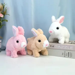卡哇伊兔子毛绒动物行走毛绒玩具可爱兔子电子毛绒玩具